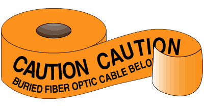 warning tape caution buried fiber optica cable below
