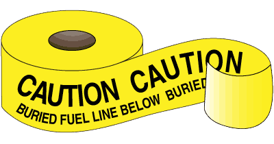 warning tape caution buried fuel line below