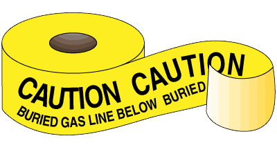 warning tape caution buried gas line below