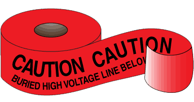 warning tape caution buried high voltage line below