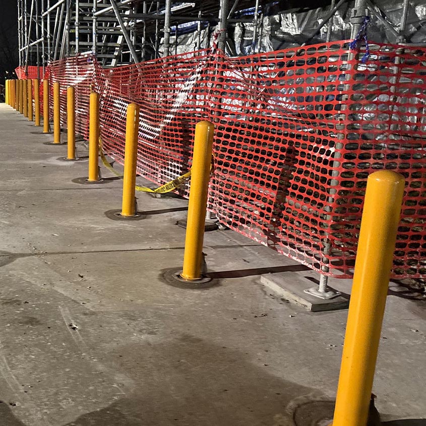 parking bollard used in construction site