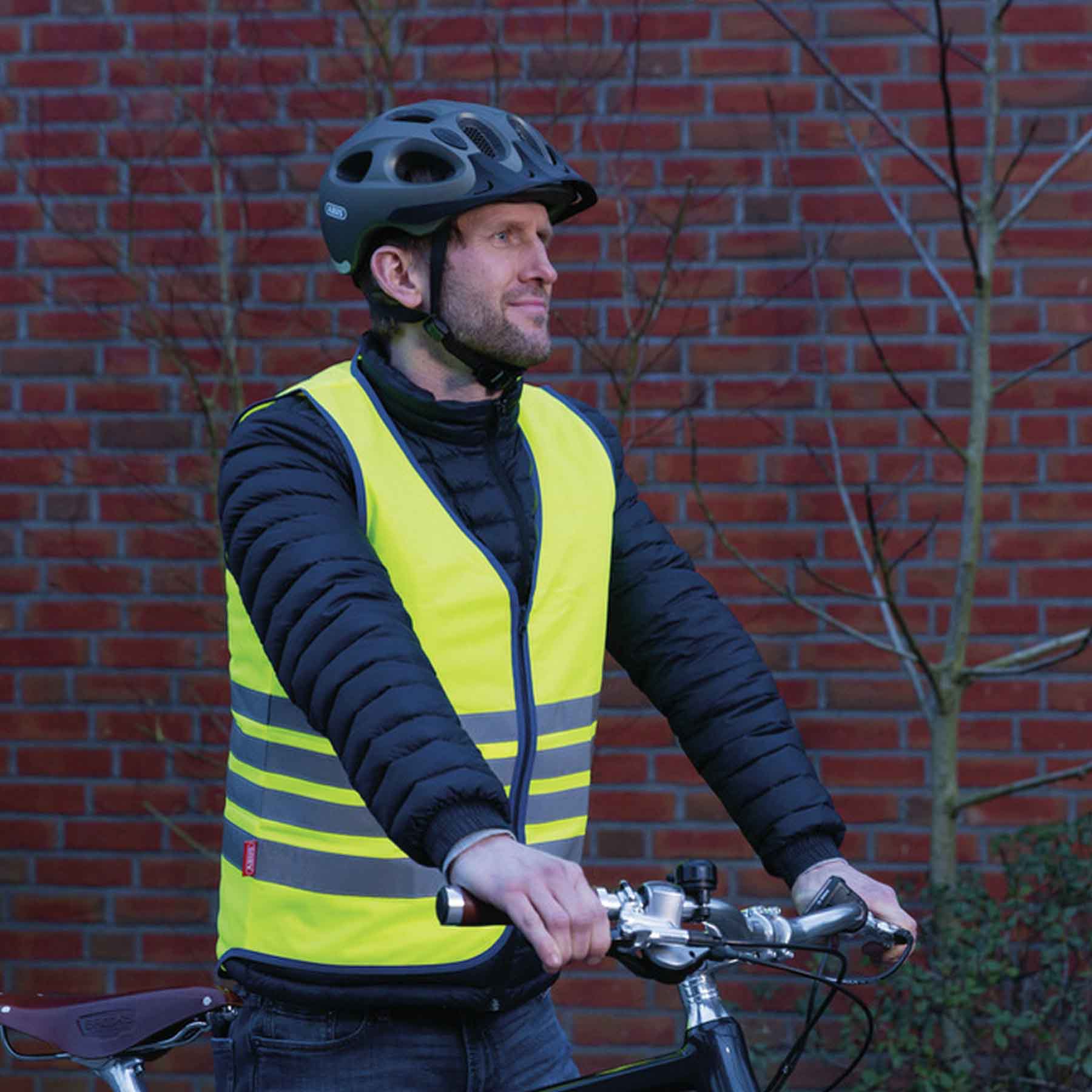 Cyclists in safety vest