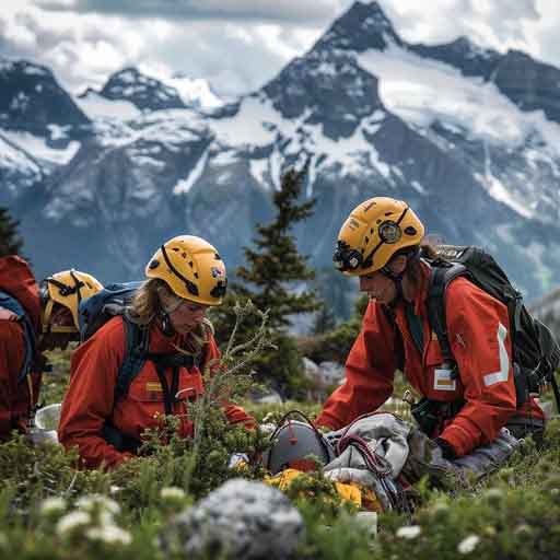Search and rescue workers in safety vest