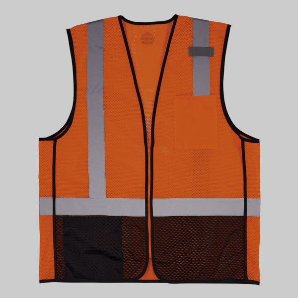 black and orange safety vest