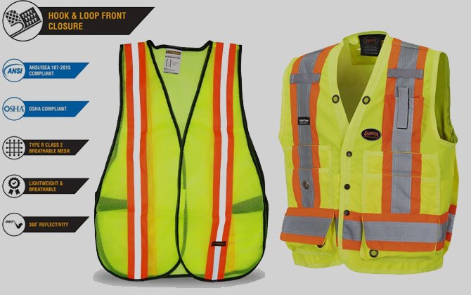 safety vest velcro and snap button closure