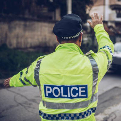 traffic police in safety vest