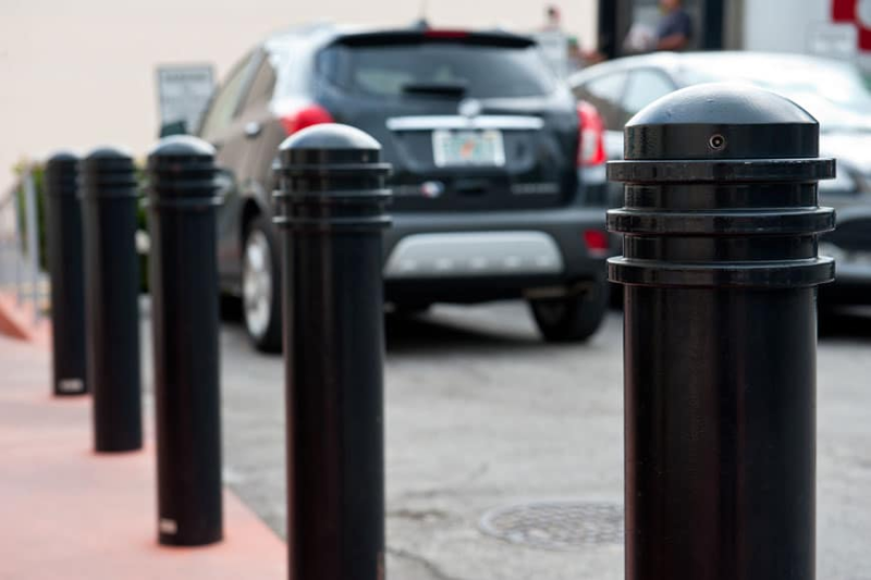 steel parking bollard in black