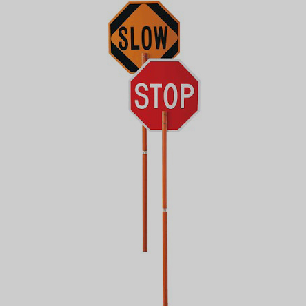 stop slow sign with pole