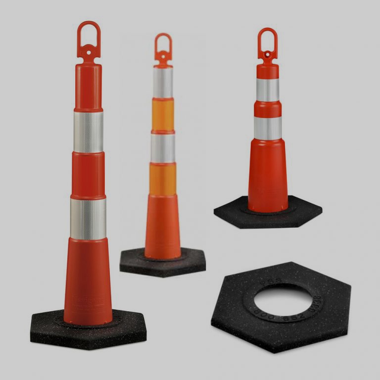 42 inch orange channelizer cone with hi-vis collars