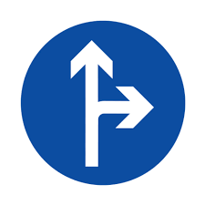 Compulsory Ahead Or Turn Right Sign