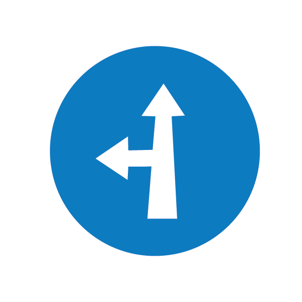 Compulsory Ahead / Turn Left Sign