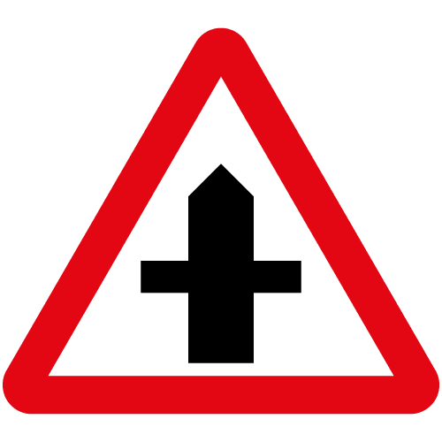 Cross Road Ahead Sign