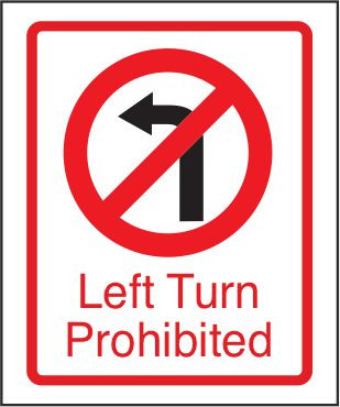 Left Turn Prohibited Sign