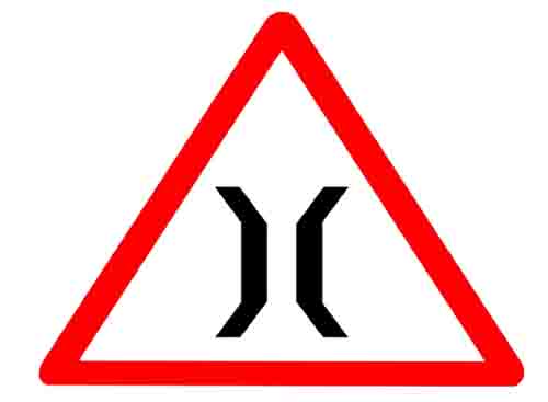 Narrow Bridge Ahead Sign