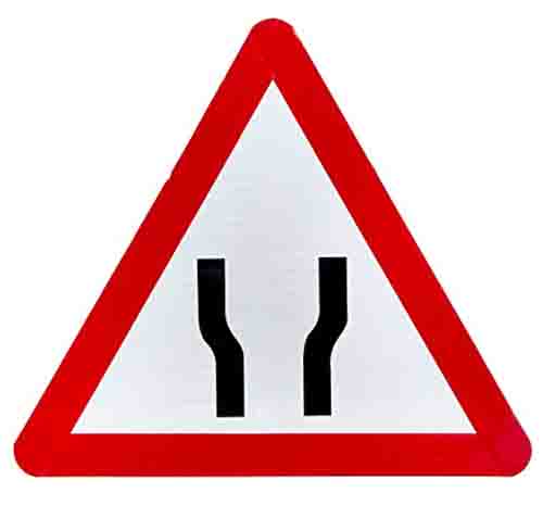 Road Widens Ahead Sign