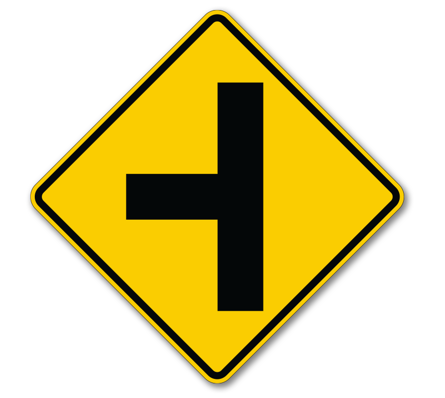 Side Road Left Sign