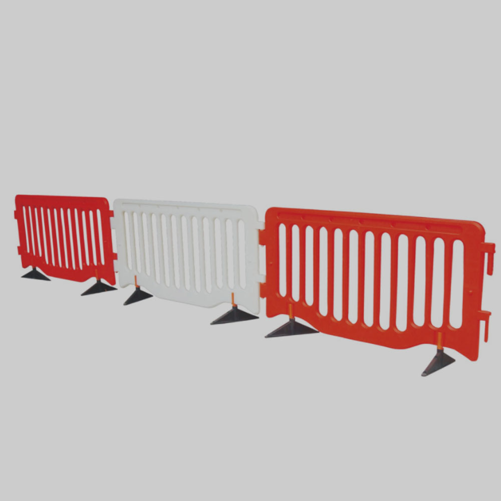 red and white pedestrian barriers