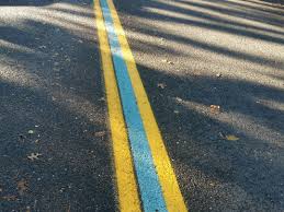 Blue Lines on Road