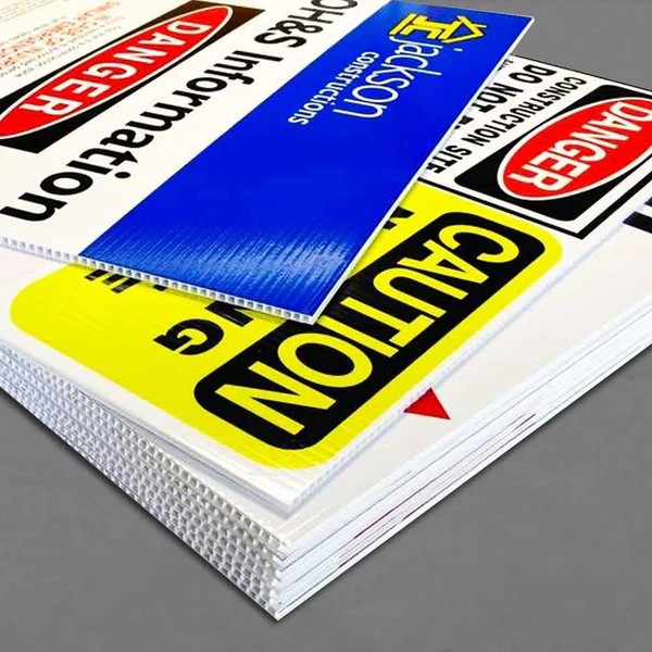 Construction corflute signs