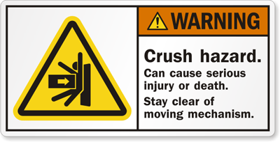 Crushing Hazard Sign