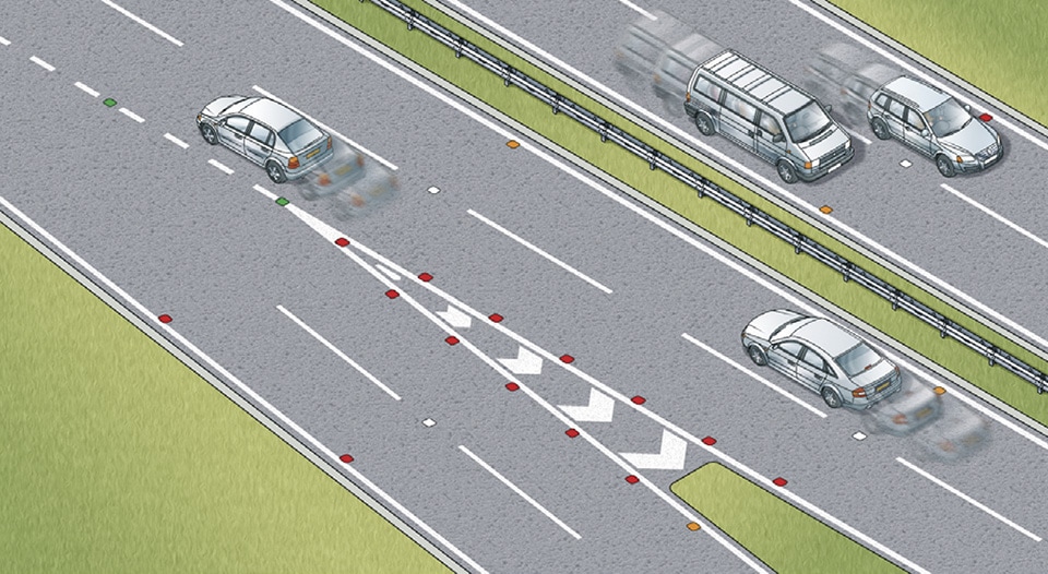 Reflective road studs placement guide by the UK Highway Code