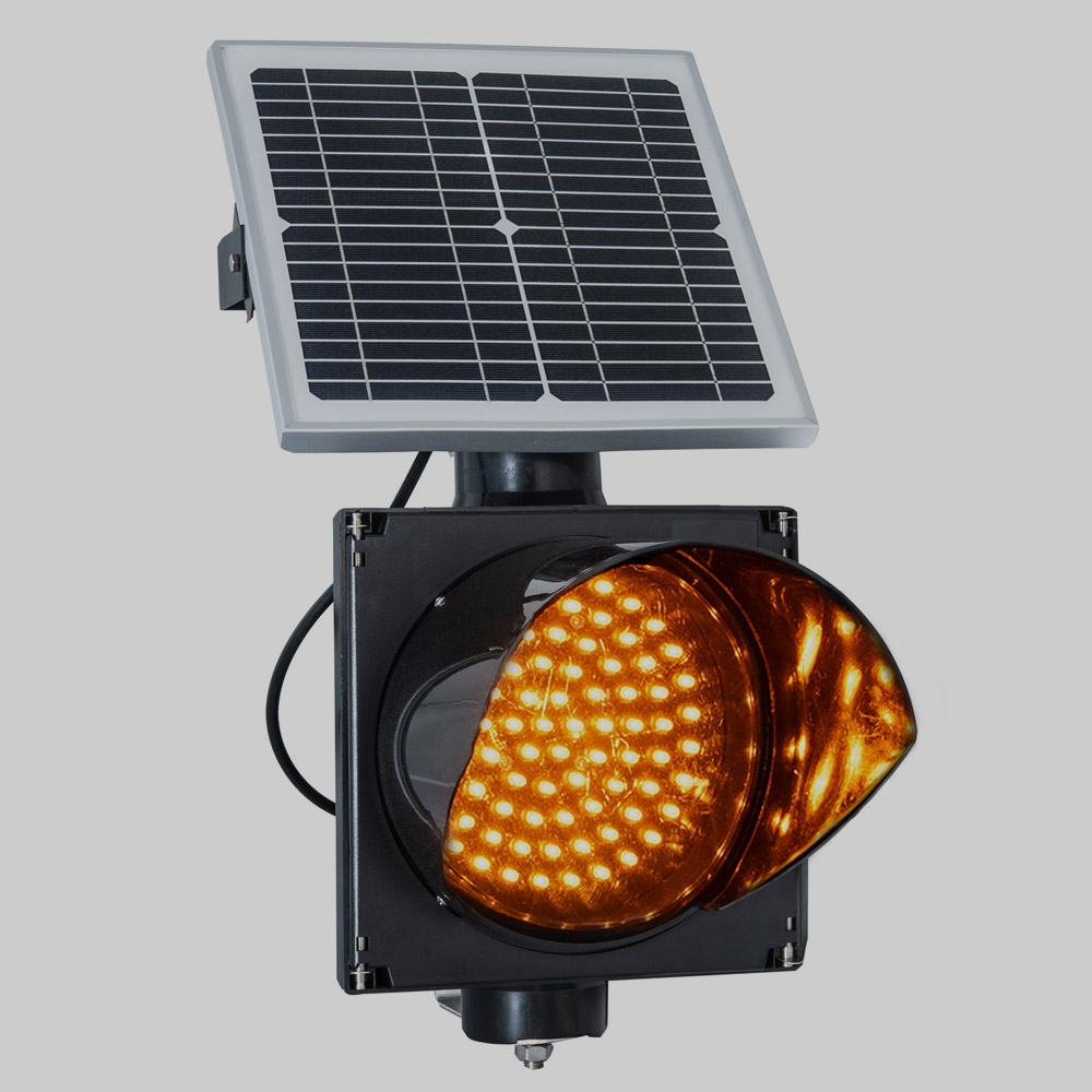 solar yellow flashing traffic signal