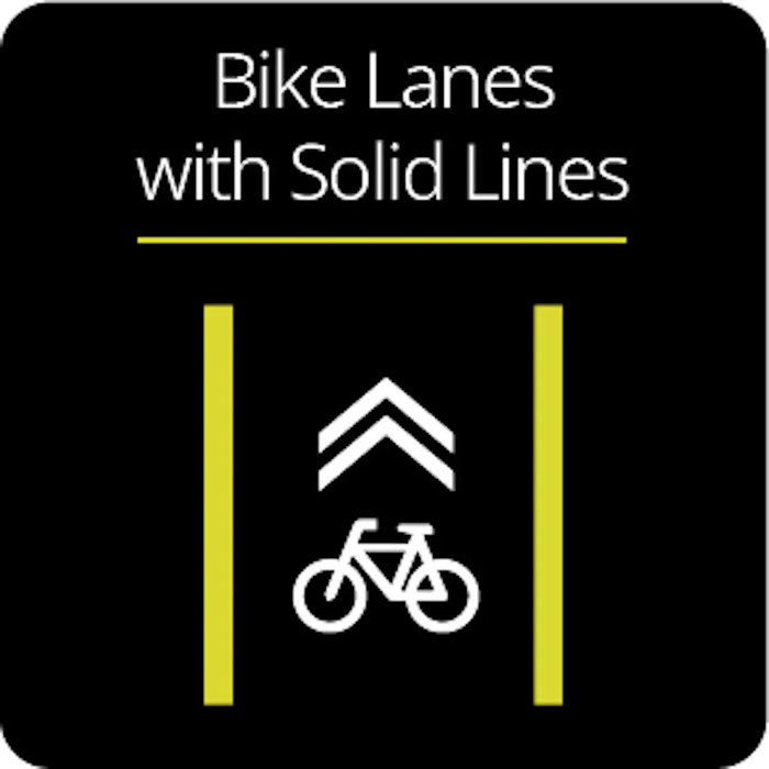 Bike Lane with Solid Lines