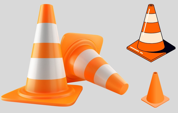 Tamanhos de cones de trânsito laranja