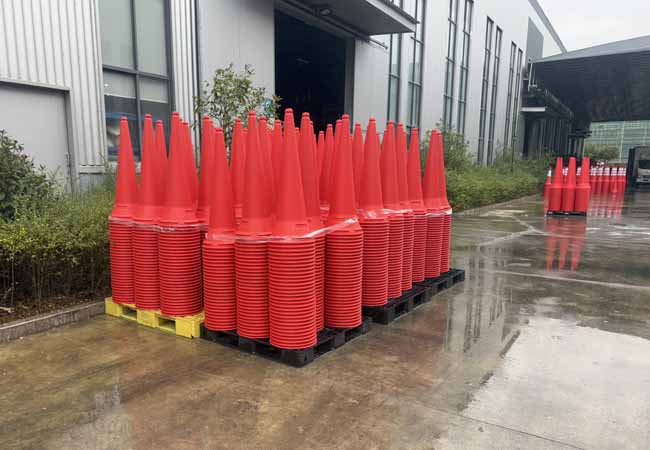 PE Traffic Cones in Piles