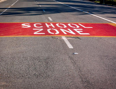 Reflective Road Studs on School Zone