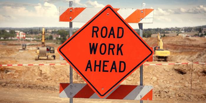 Señal de construcción de carretera más adelante