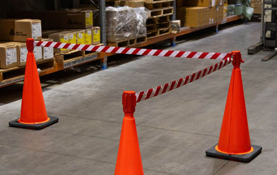 Traffic cone toppers for warehouse