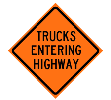 Trucks Entering Highway Sign