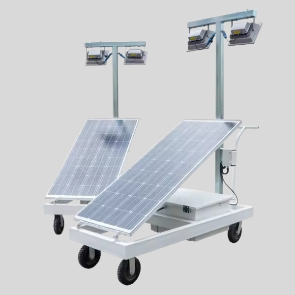 2X50W Mini-Hand-Push-Mobil-Solarlichtturm