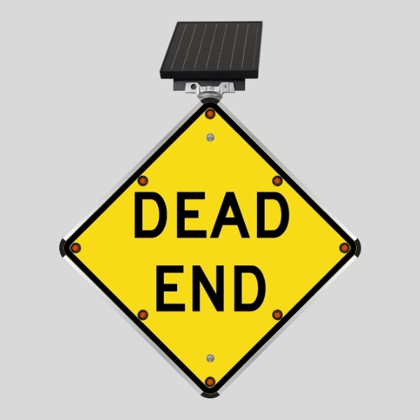 Solar Flashing Dead End Sign