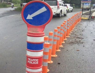Spring Post for Temporary Road Work