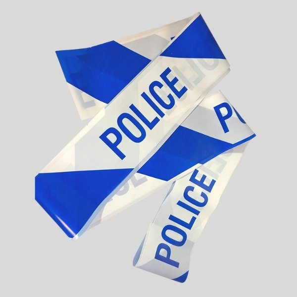 Blue and White Barrier Tape