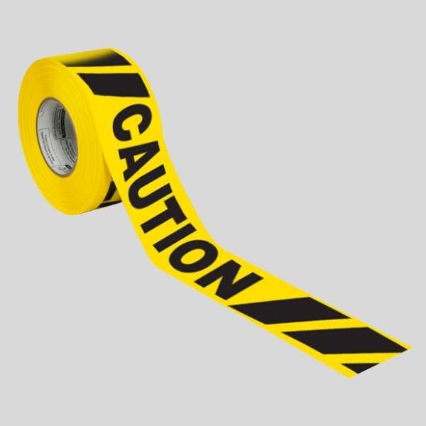 Caution with Hazard Stripes Barricade Tape