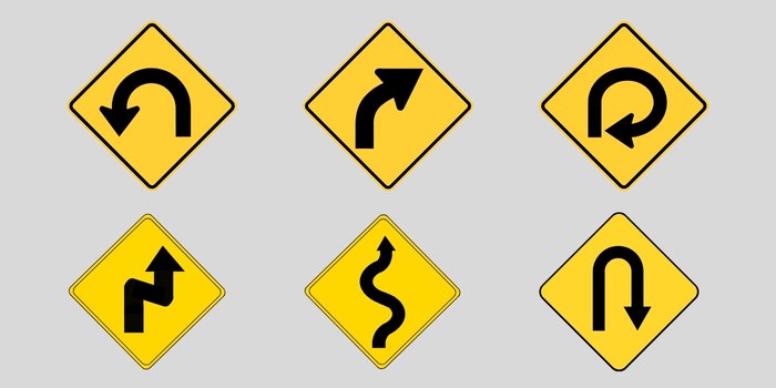 Hairpin Bend Sign Symbol