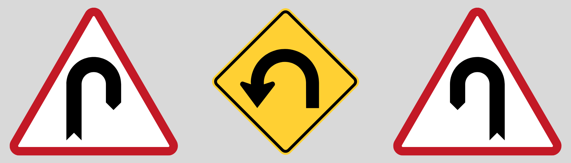 Señal de curva cerrada: 2 tipos y comparación con la señal de giro en U, image size:1920x550