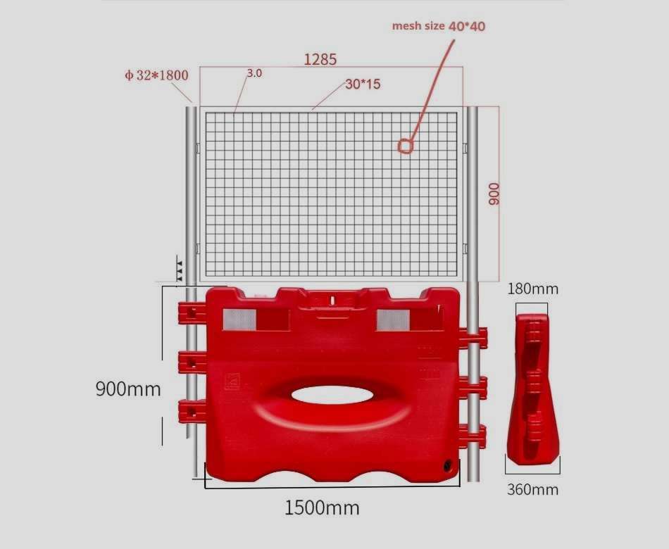 Water-filled Barriers with Fence Extension