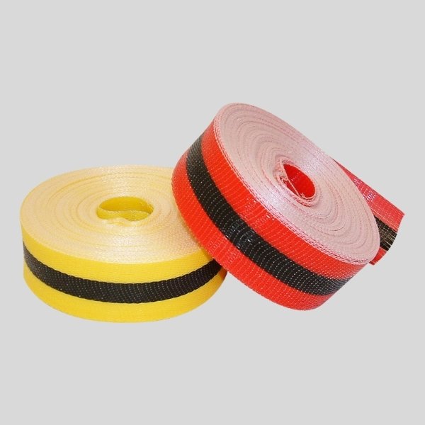 Yellow Red Black Woven Barrier Tape