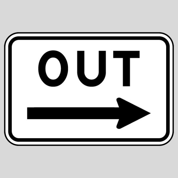 Out Sign with Right Arrow