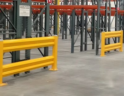 Warehouse Guard Rails Protecting storage racks
