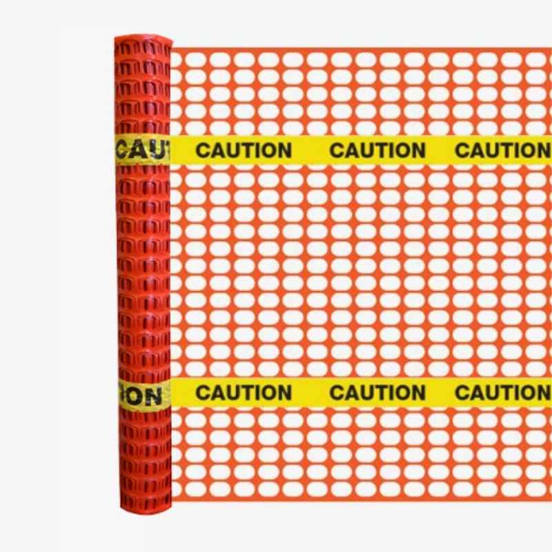 Tela de proteção com fitas de advertência visíveis