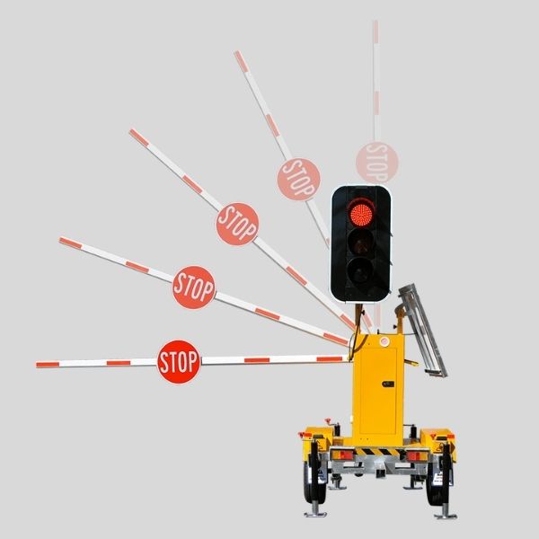 Remolque con barrera de seguridad