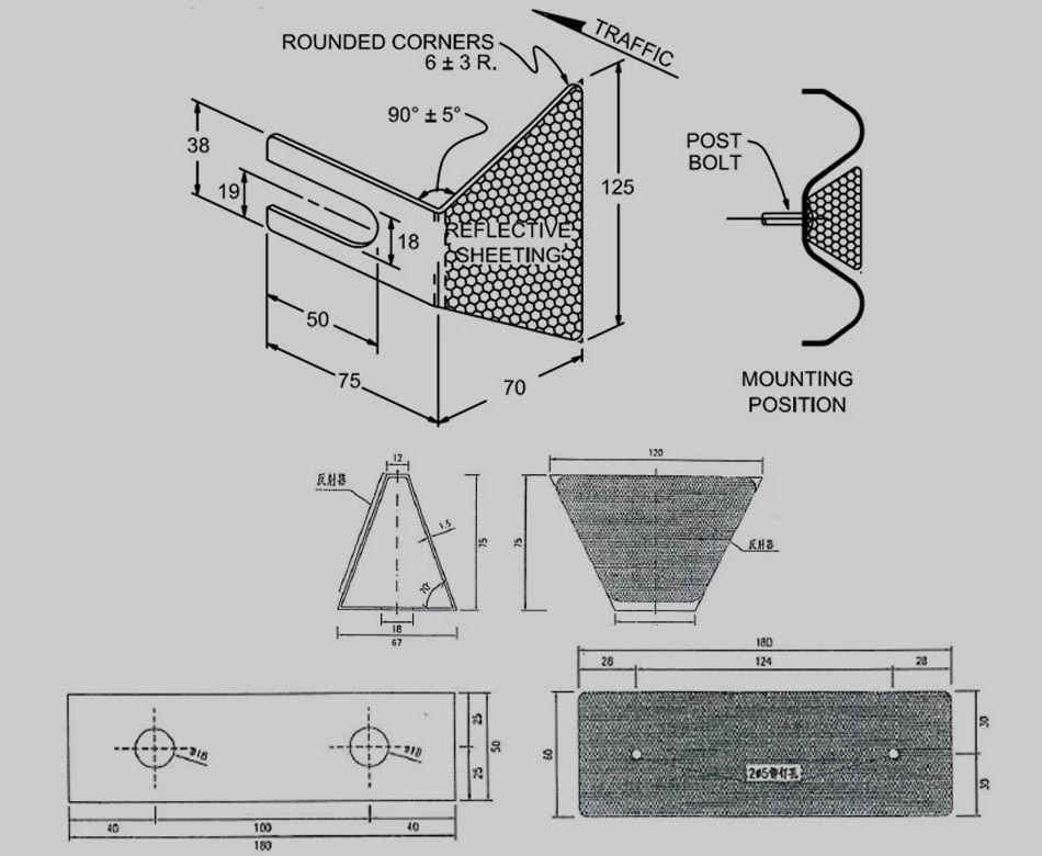 Diseño y dibujo de reflectores de barandilla