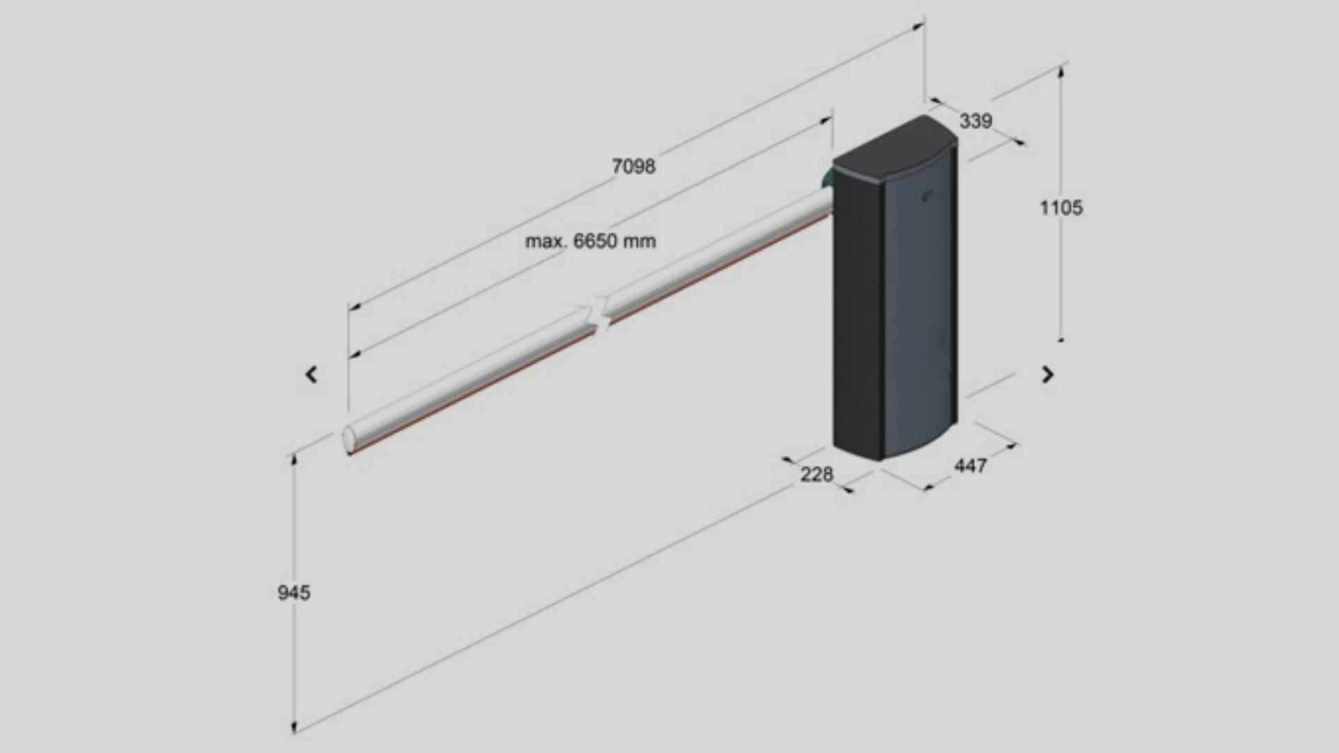 dimensiones de la barrera de brazo
