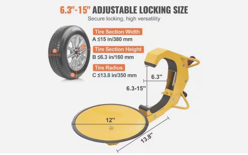 أبعاد مشبك العجلة