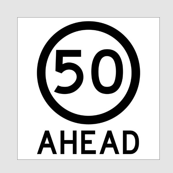 50km Ahead Sign